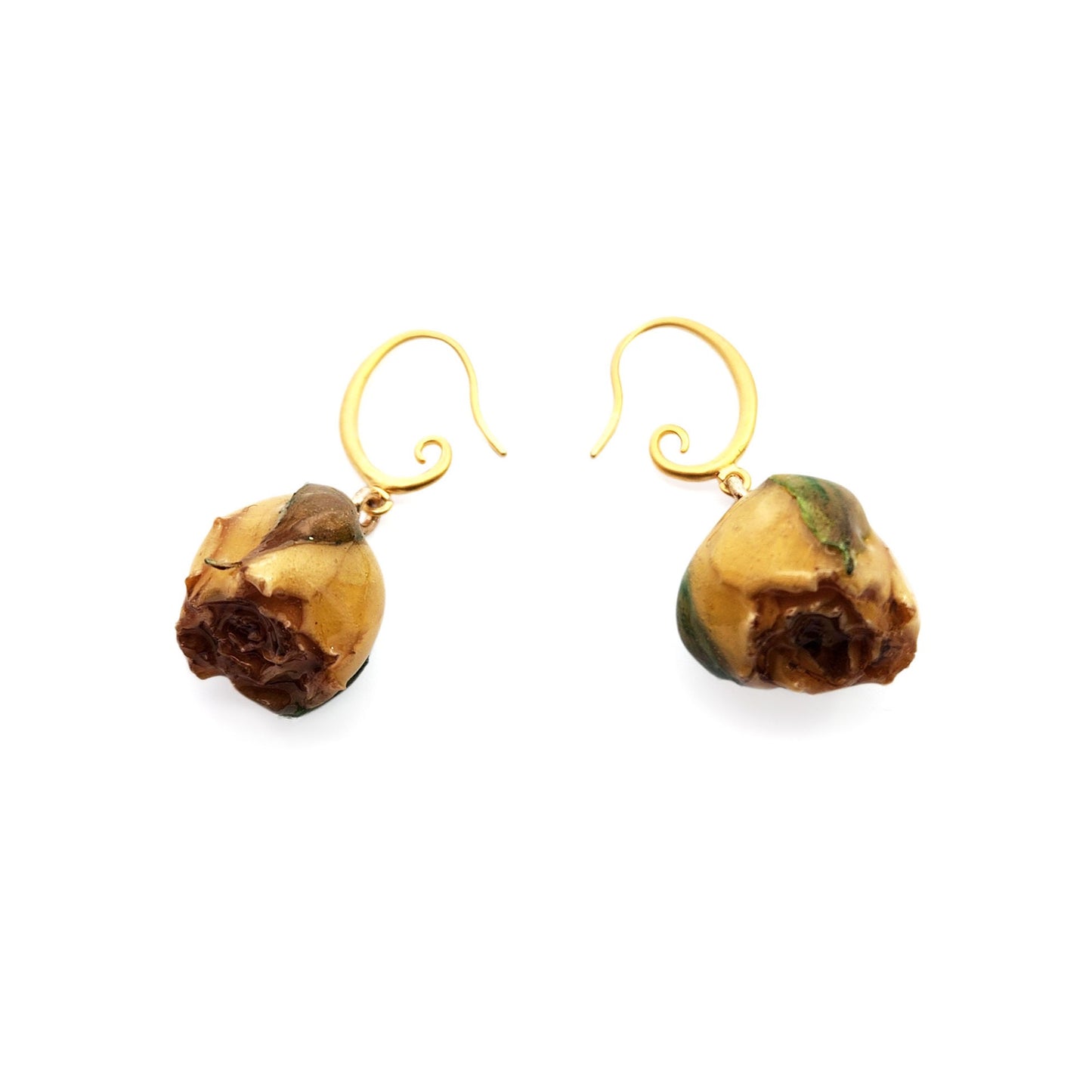 Yellow Rose Drop Earrings