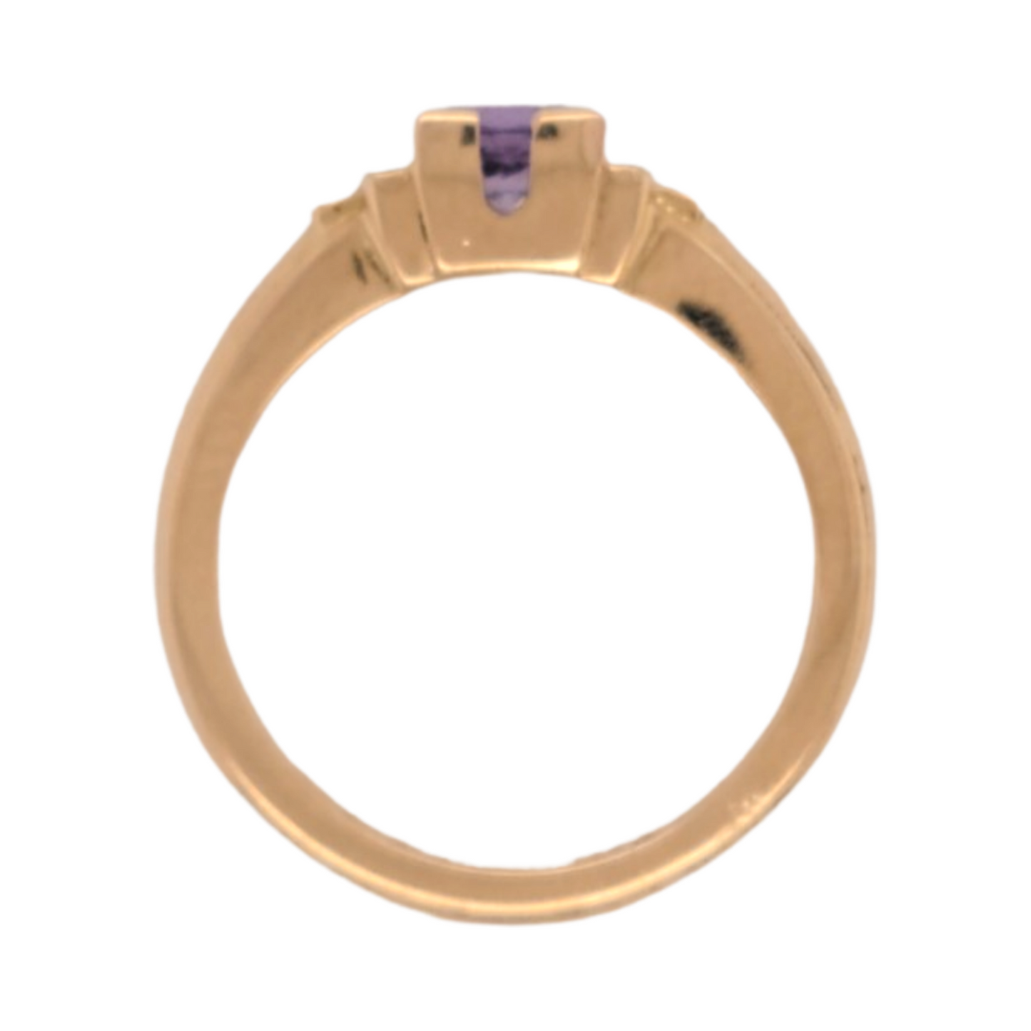 19k Rose Gold Ring with 0.86ct Round Purple Sapphire and Accent Diamonds