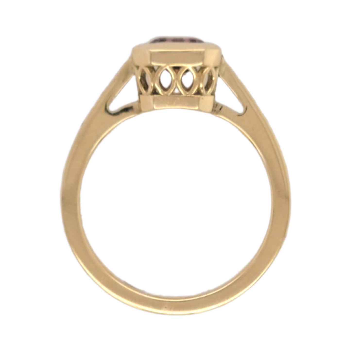 18k Yellow Bezel Set Ring with 0.86ct Orange Sapphire and Accent Diamonds