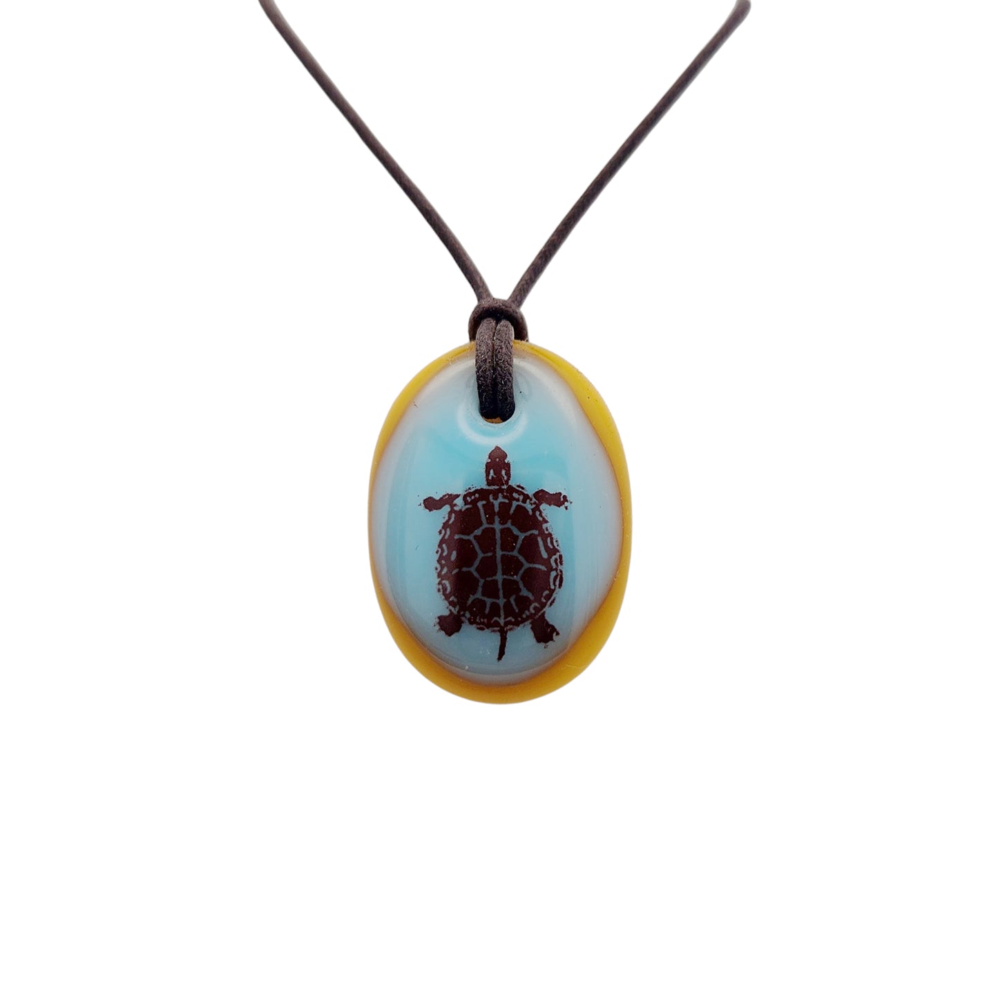 Glass Aqua Turtle Pendant