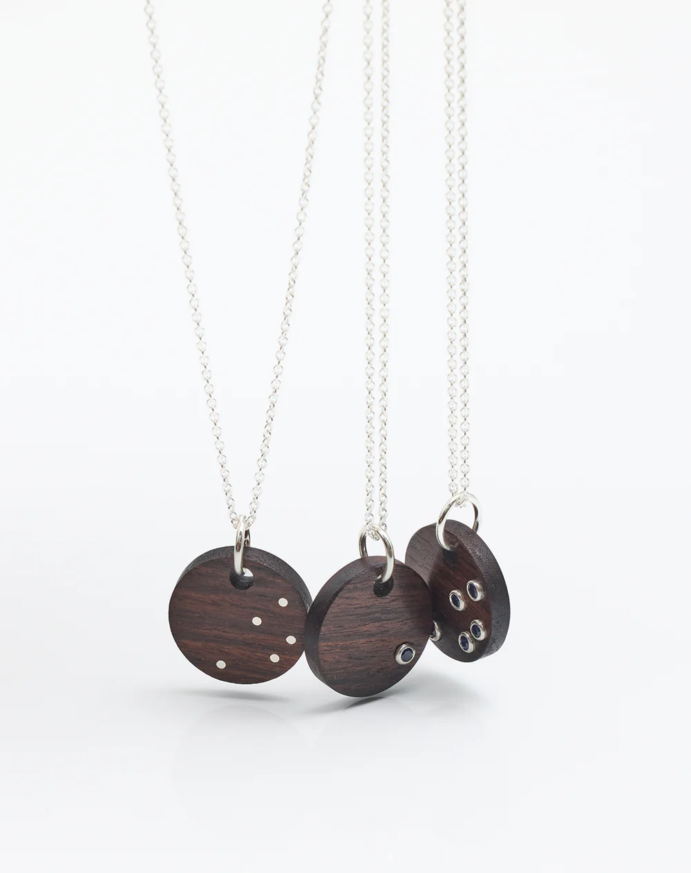 Blue Sapphire Round Wood Necklace