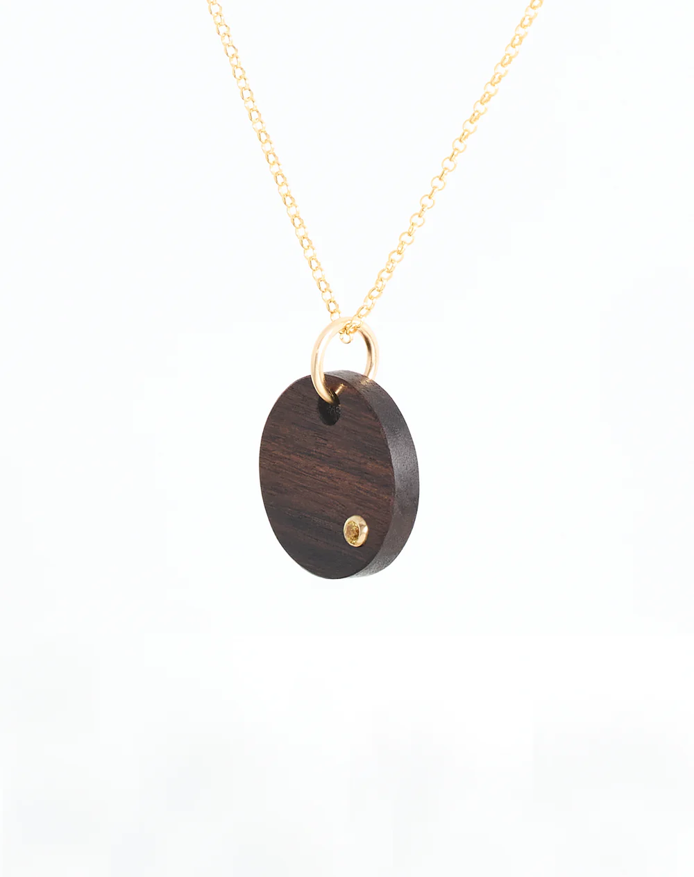 Yellow Sapphire Round Wood Pendant