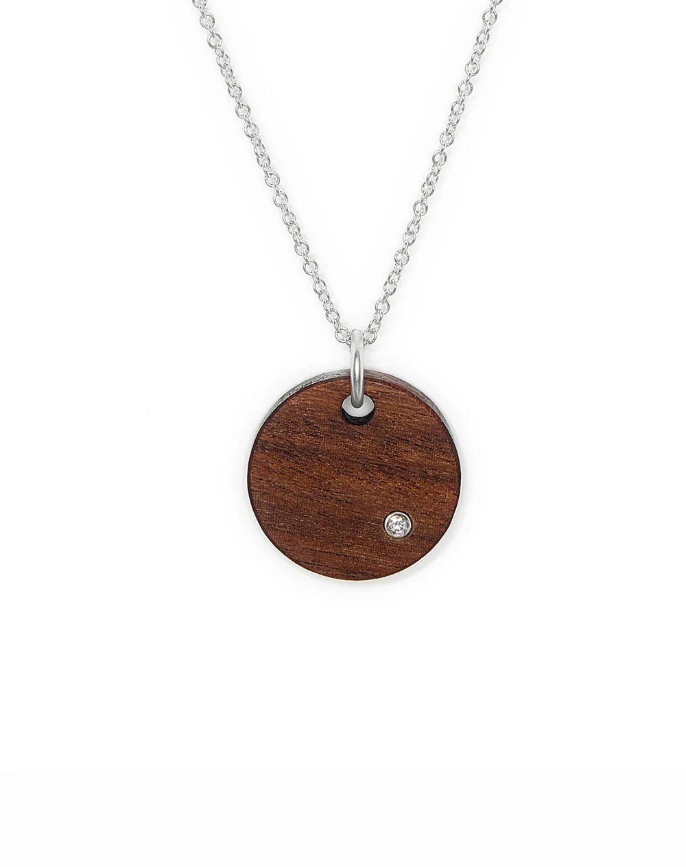 Diamond Round Wood Necklace