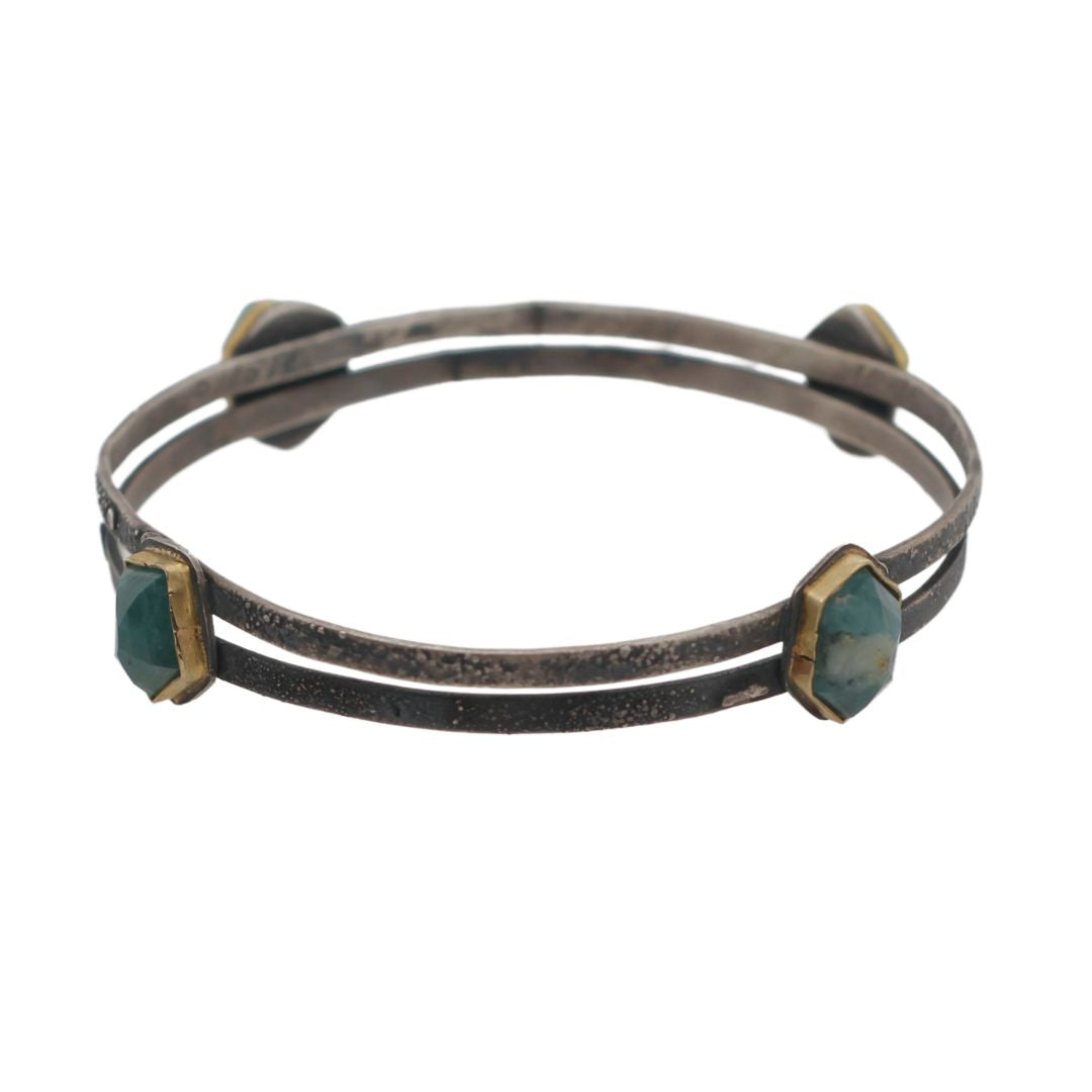 Grandidierite Gold & Silver Bangle