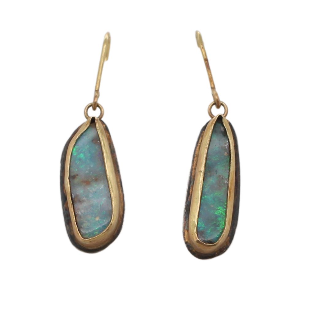 Rough Style Gold Opal Drops