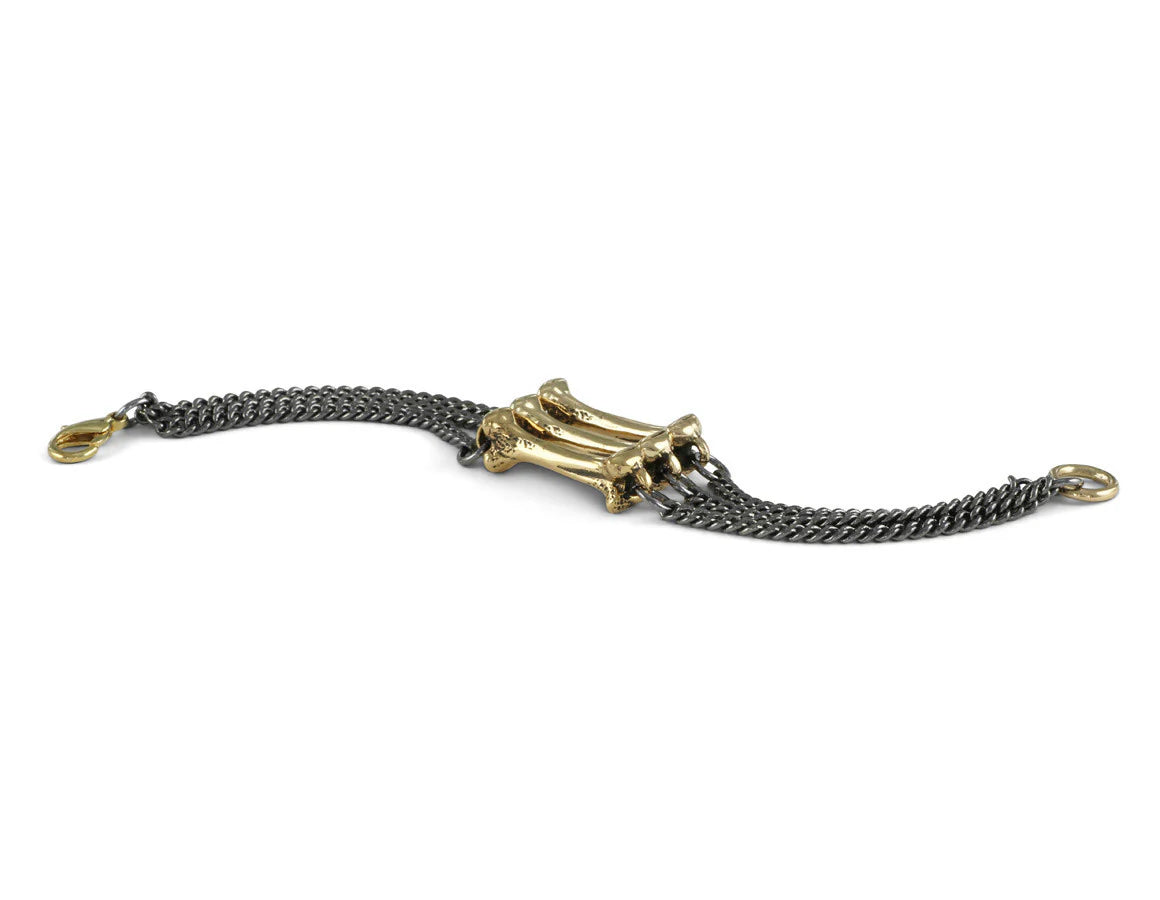 Bronze Triple Bone & Chain Bracelet