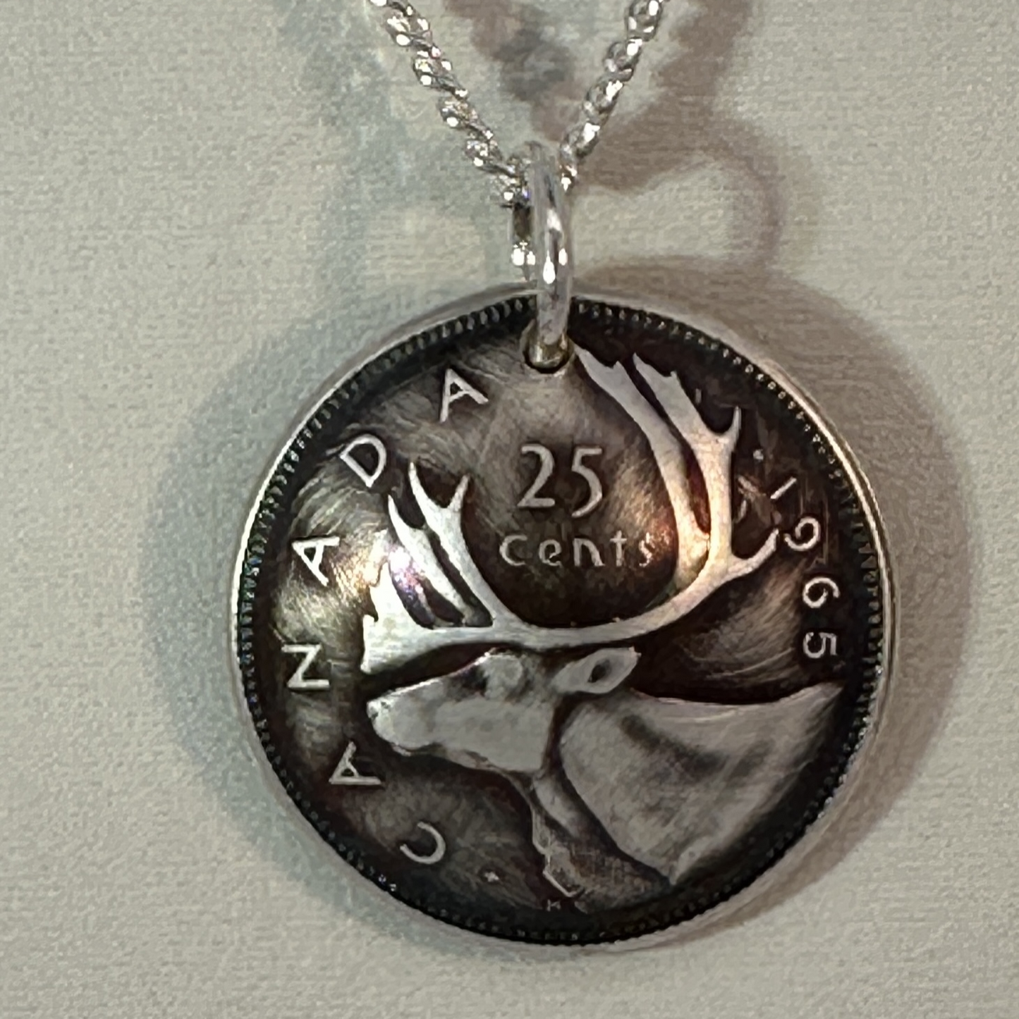Canadian Quarter Coin Caribou Necklace