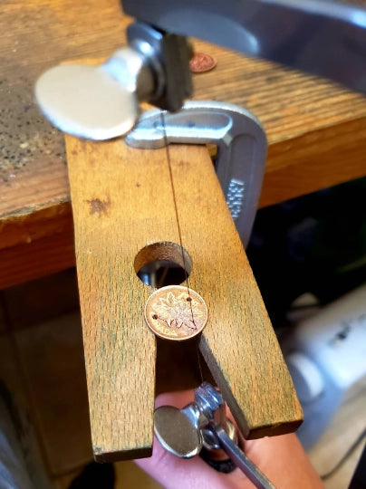 Hand Cut Canadian Penny Earrings