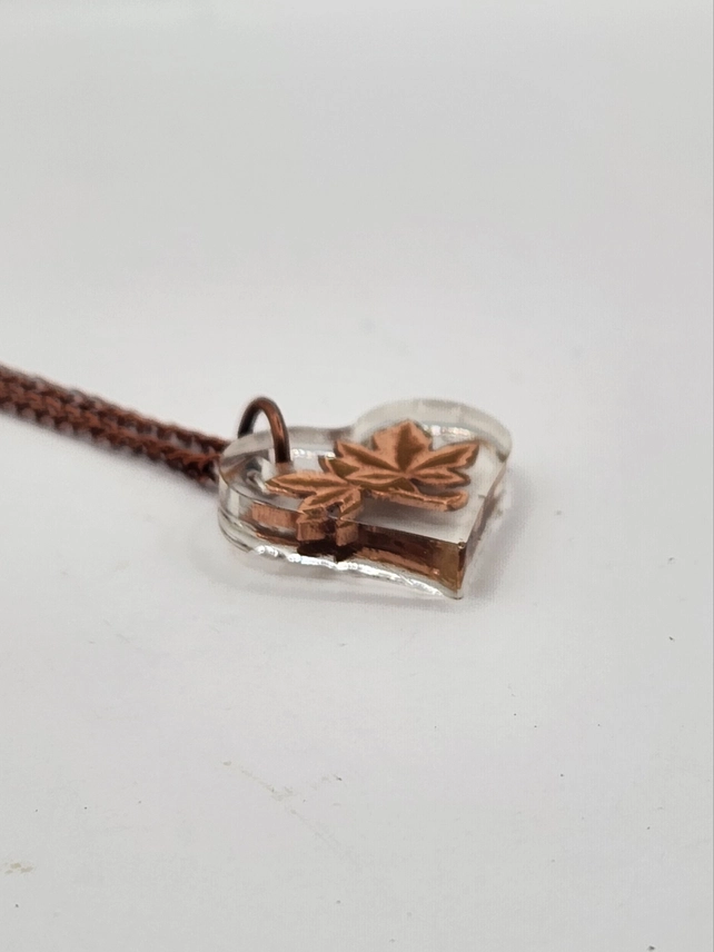 Canadian Penny In Resin Heart Necklace
