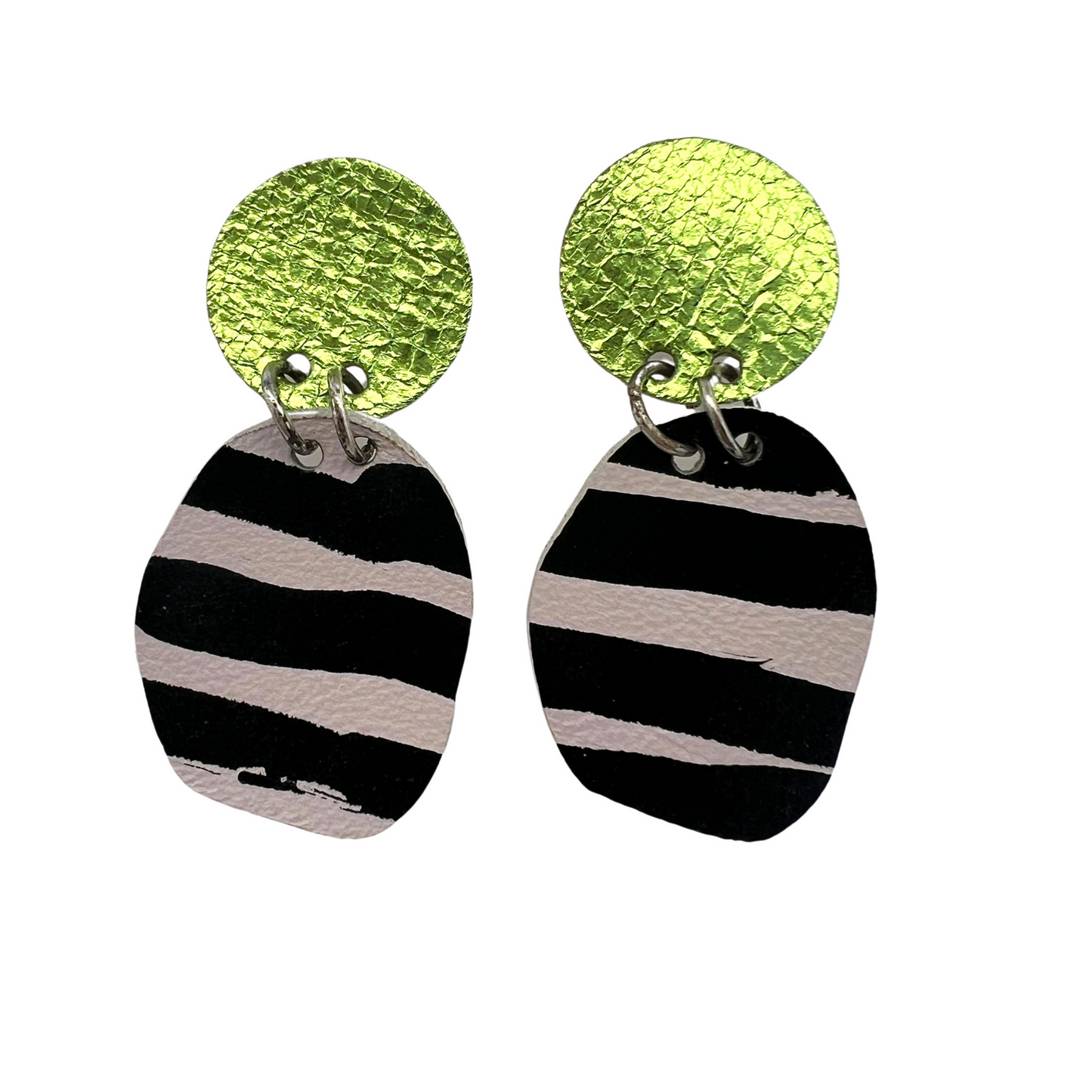 Striped Leather Earrings