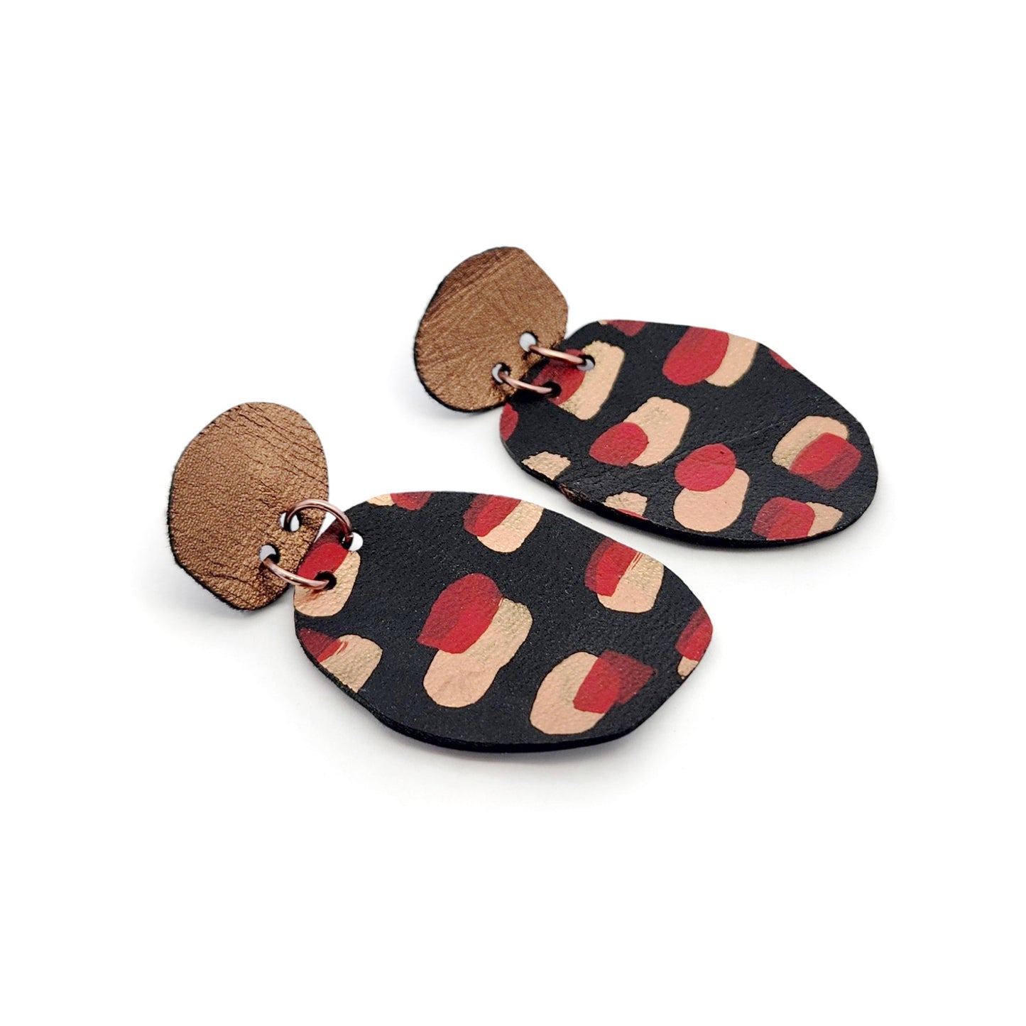 Black & Red Leather Earrings