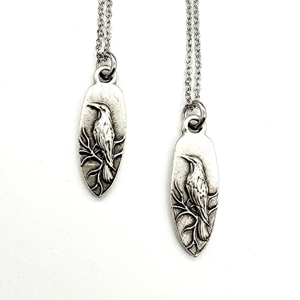 Antique Silver Whispering Raven Pendant