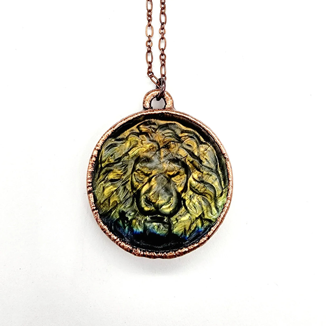 Carved Labradorite Lion Necklace