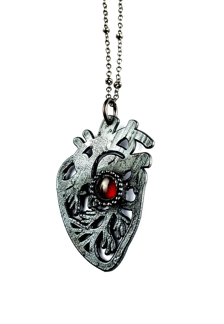 Garnet Sacred Heart Necklace