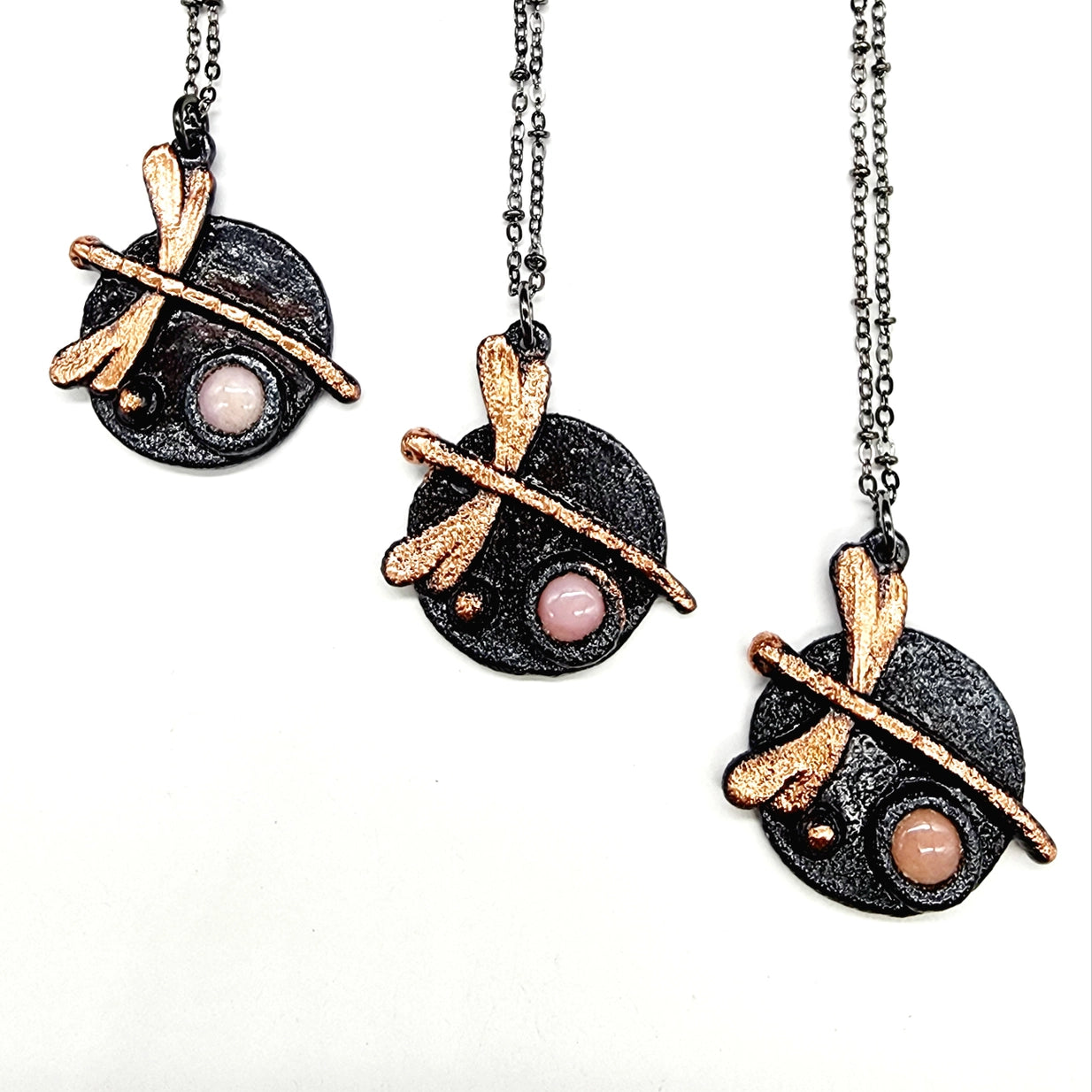 Pink Chalcedony Dragonfly Necklace