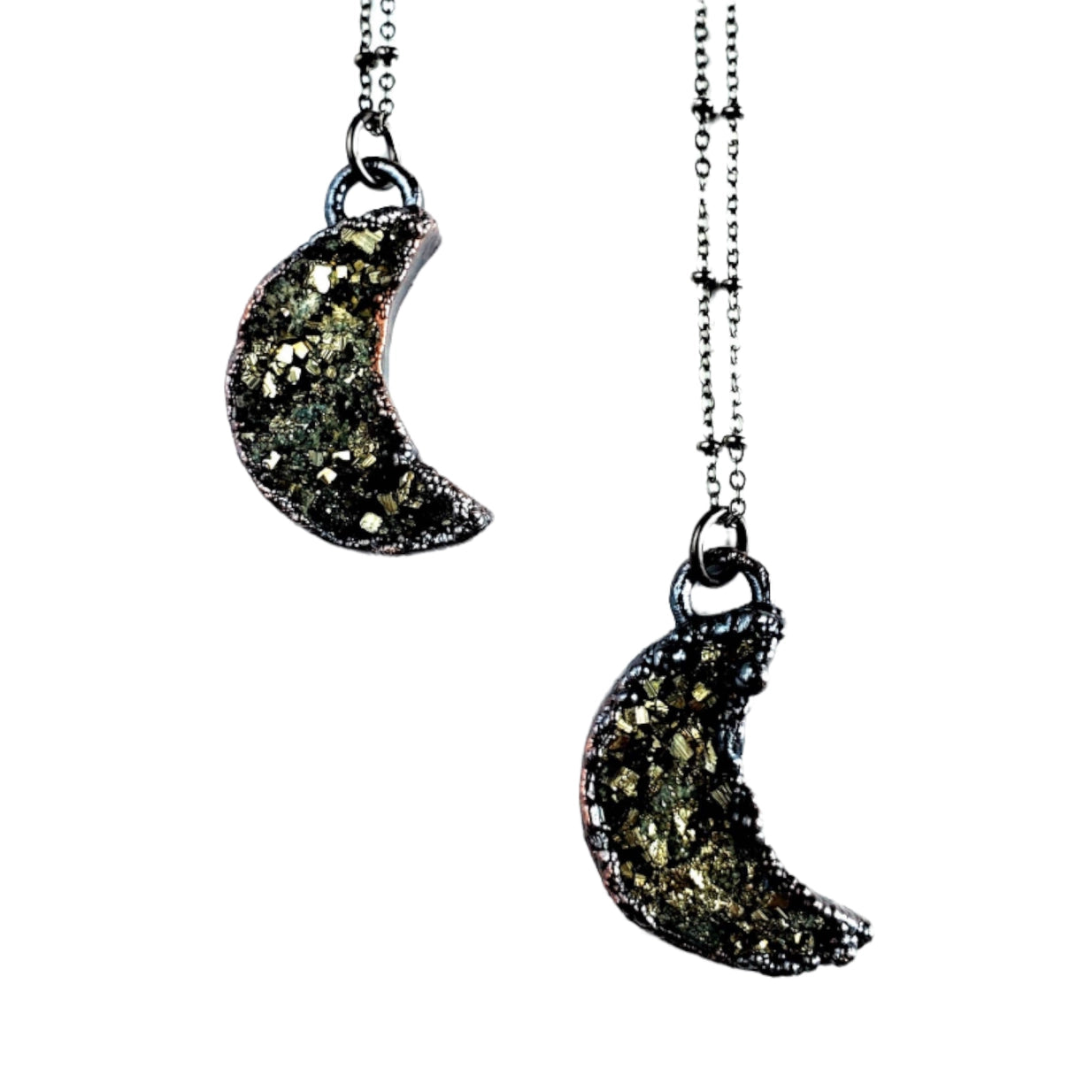 Pyrite Crescent Moon Necklace