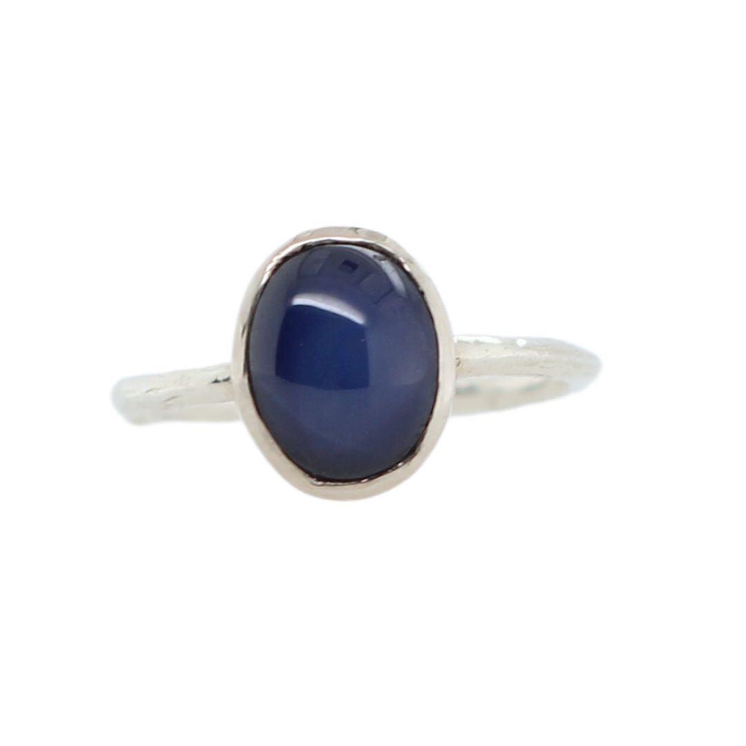 10k White Engagement Ring with 10mm x 8mm Lab-Grown Blue Star Sapphire