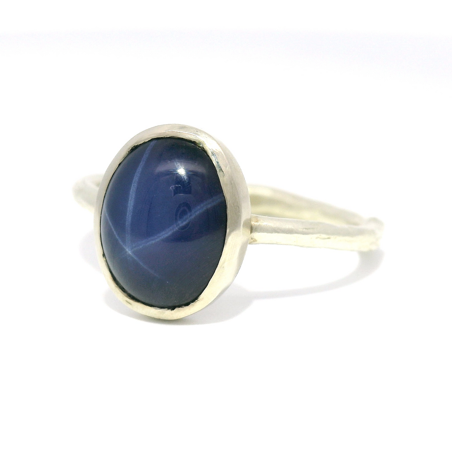 10k White Engagement Ring with 10mm x 8mm Blue Star Sapphire