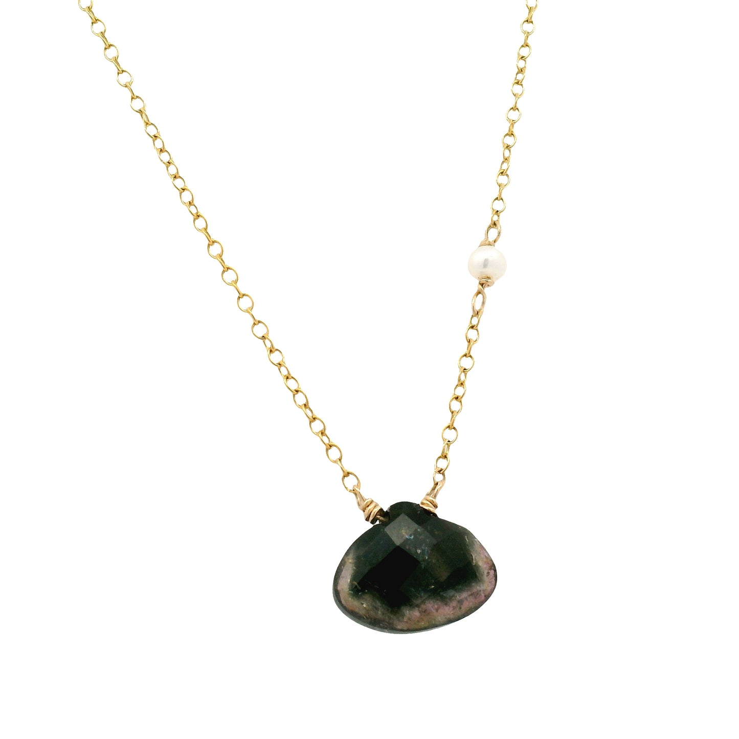 Tourmaline Necklace with Pearl Accent