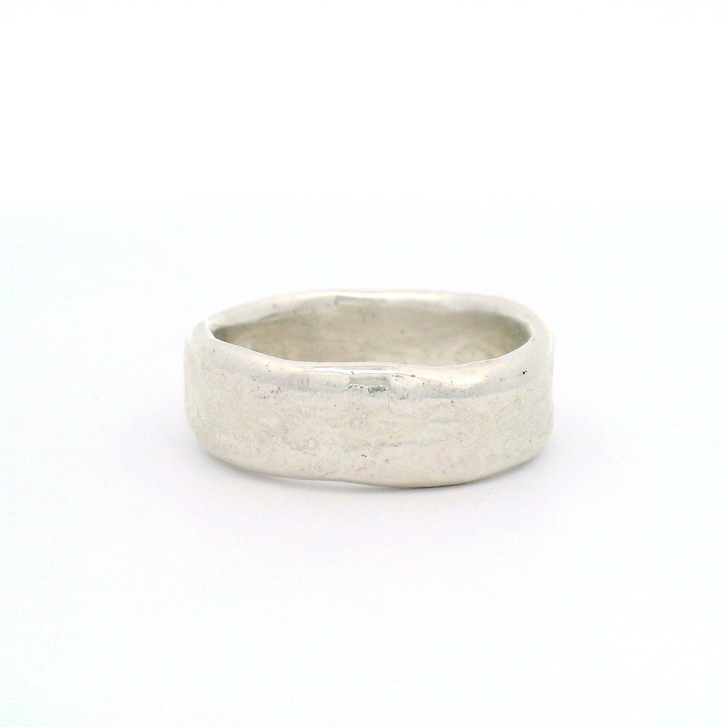 Silver Artisanal Soft Textured Hammered Band