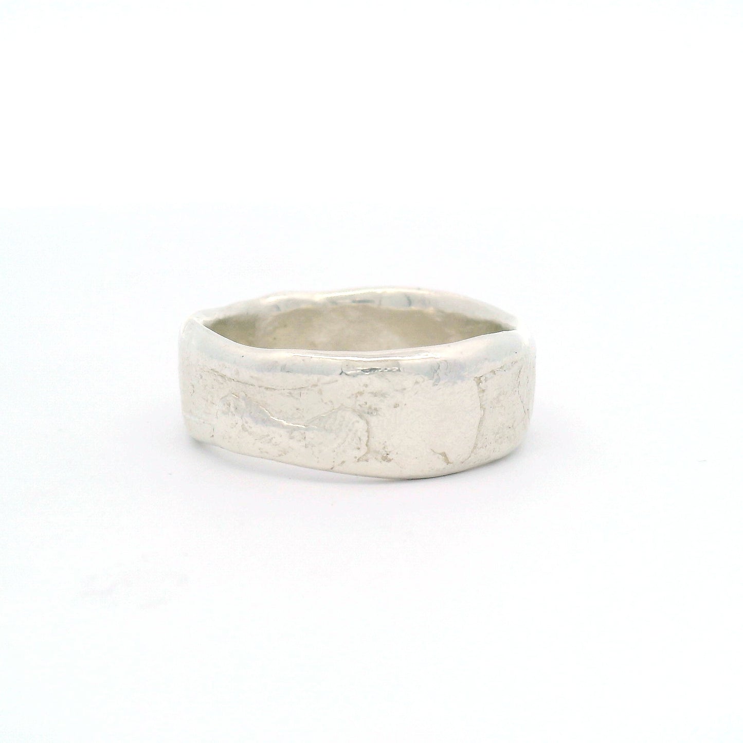 Silver Soft Textured Organic Hammered Band