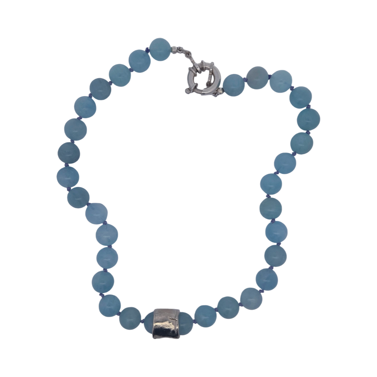 Sterling Silver Barrel Aquamarine Necklace