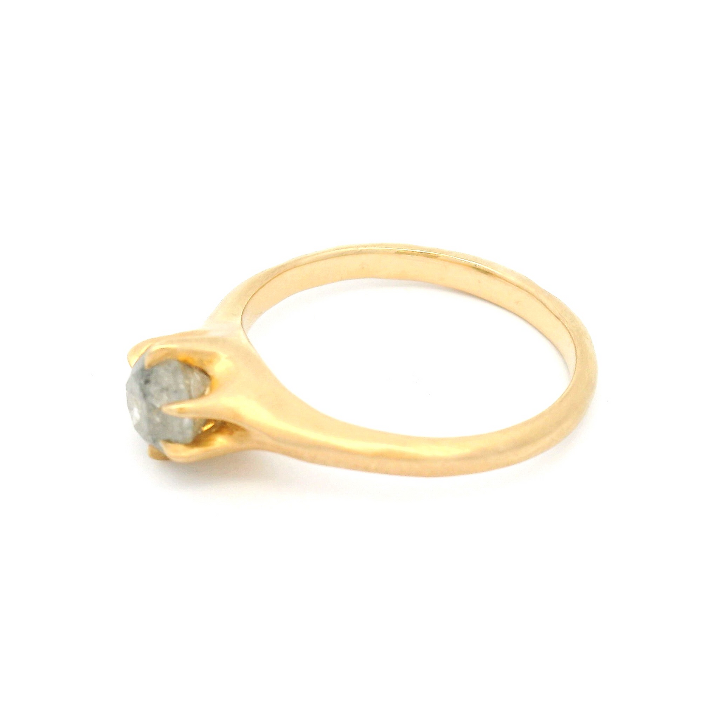 10k Yellow Gold Organic Solitaire with 0.88ct Grey Salt & Pepper Diamond