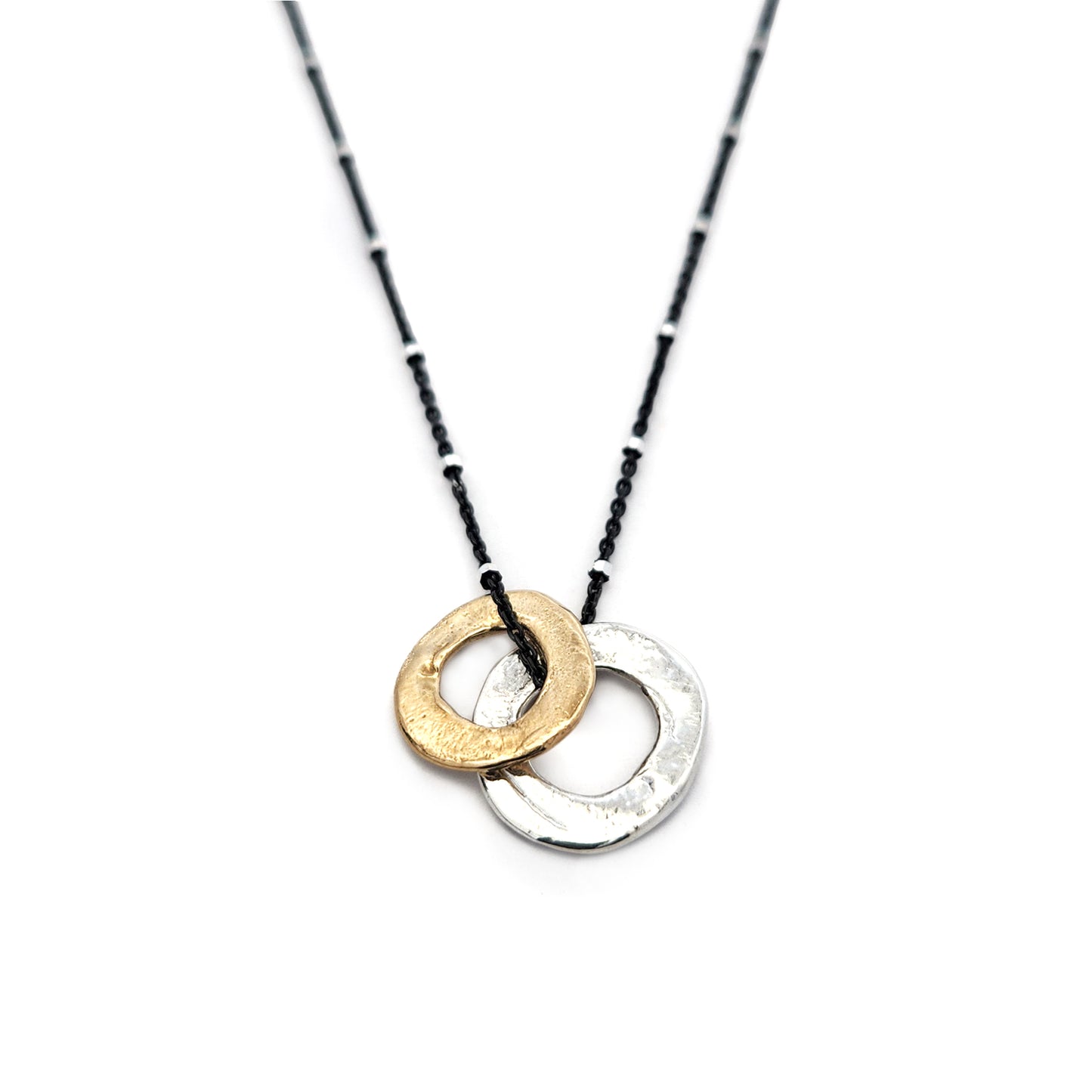 Mixed Bronze & Silver Donut Rings Pendant