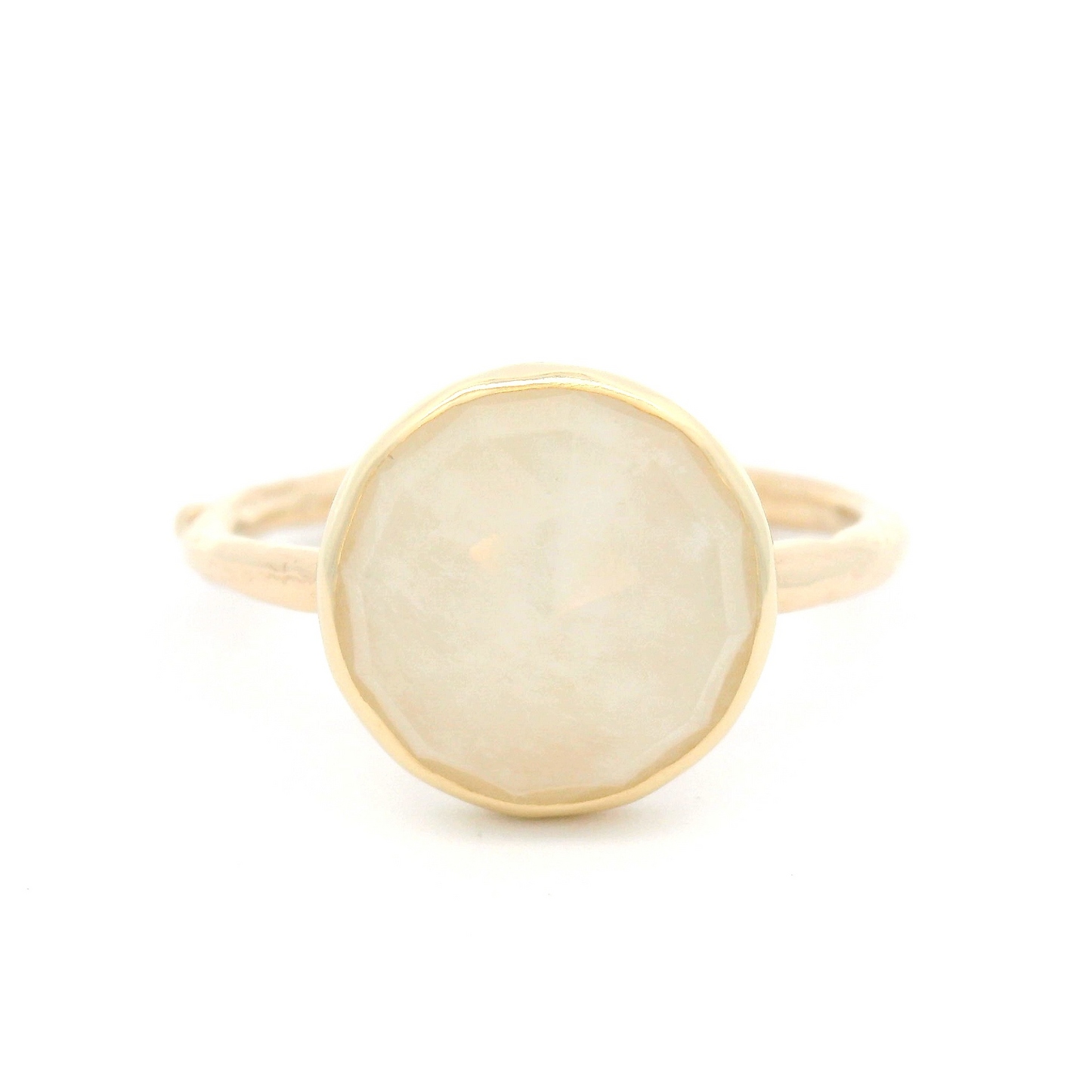 10k Yellow Bezel-Set Ring with a Ivory Rose-Cut Sapphire
