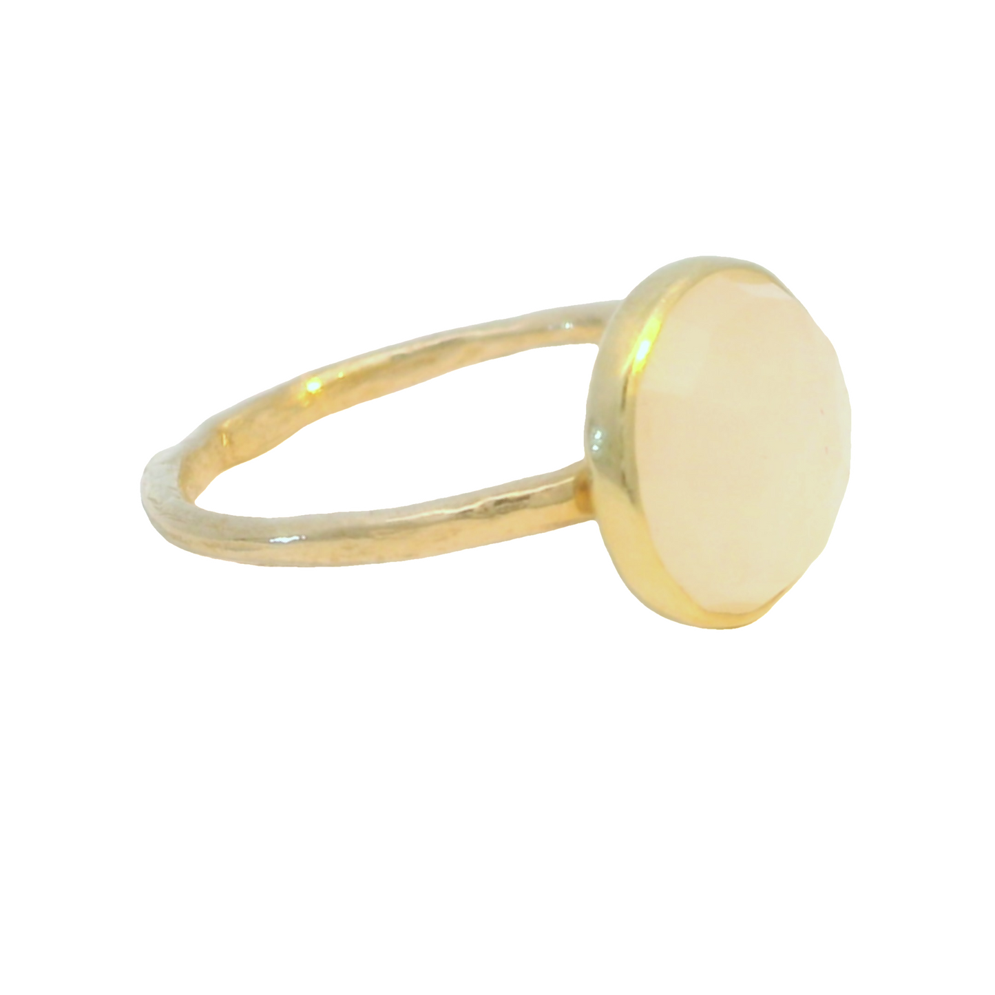 10k Yellow Bezel-Set Ring with a Ivory Rose-Cut Sapphire