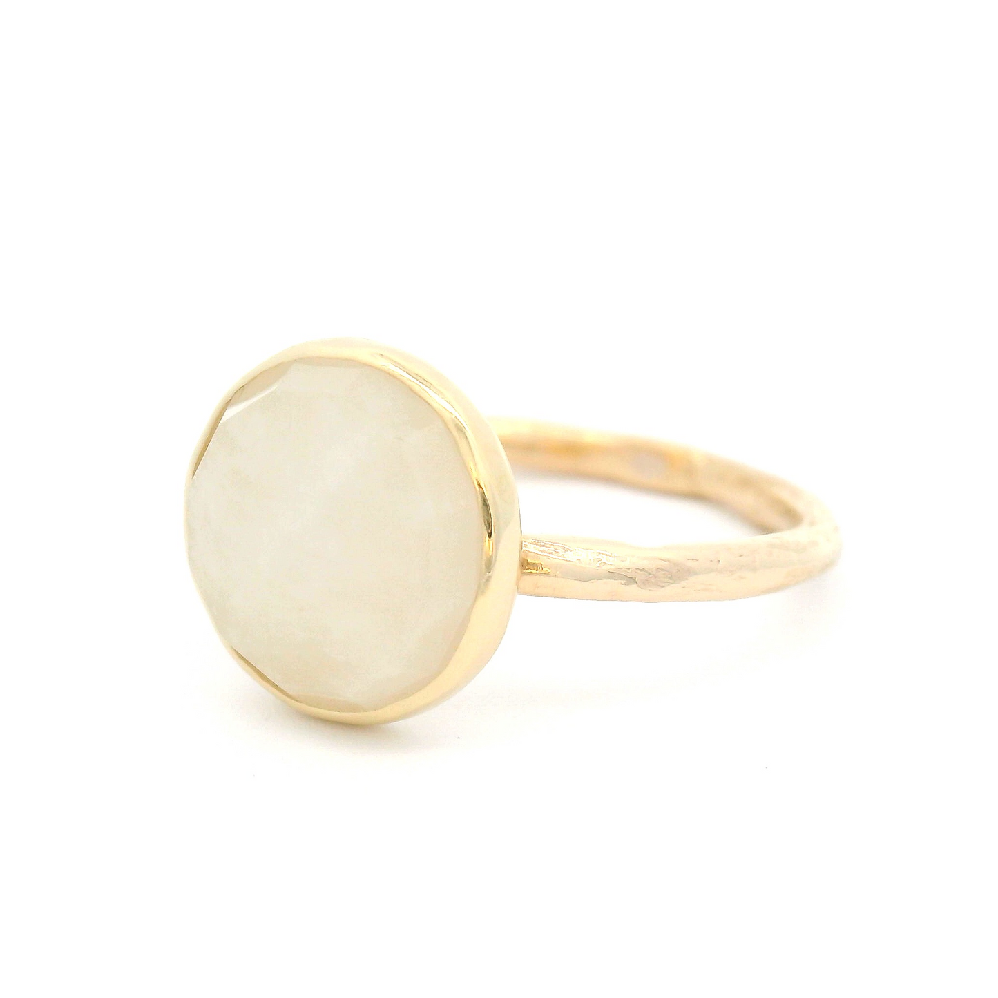 10k Yellow Bezel-Set Ring with a Ivory Rose-Cut Sapphire