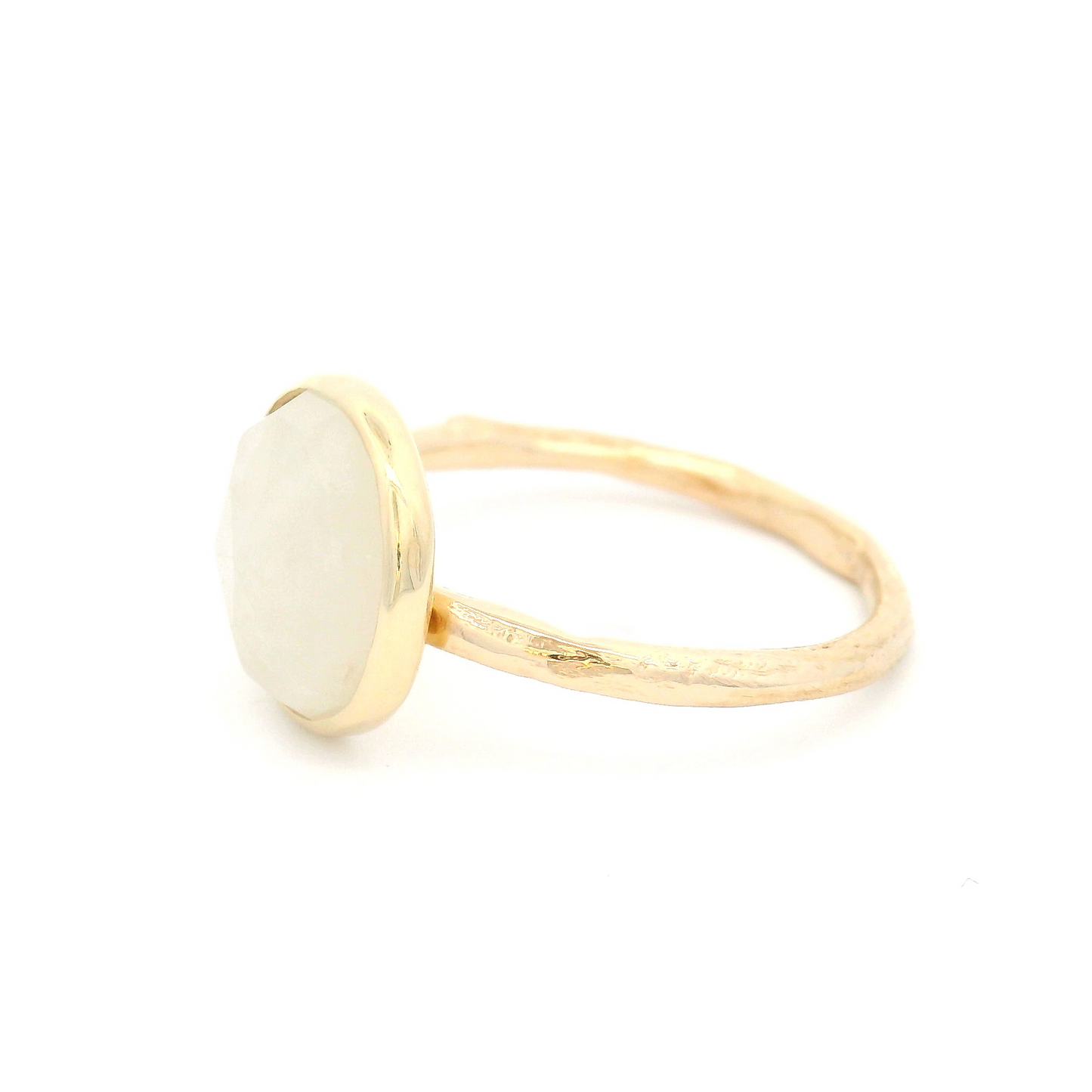 10k Yellow Bezel-Set Ring with a Ivory Rose-Cut Sapphire