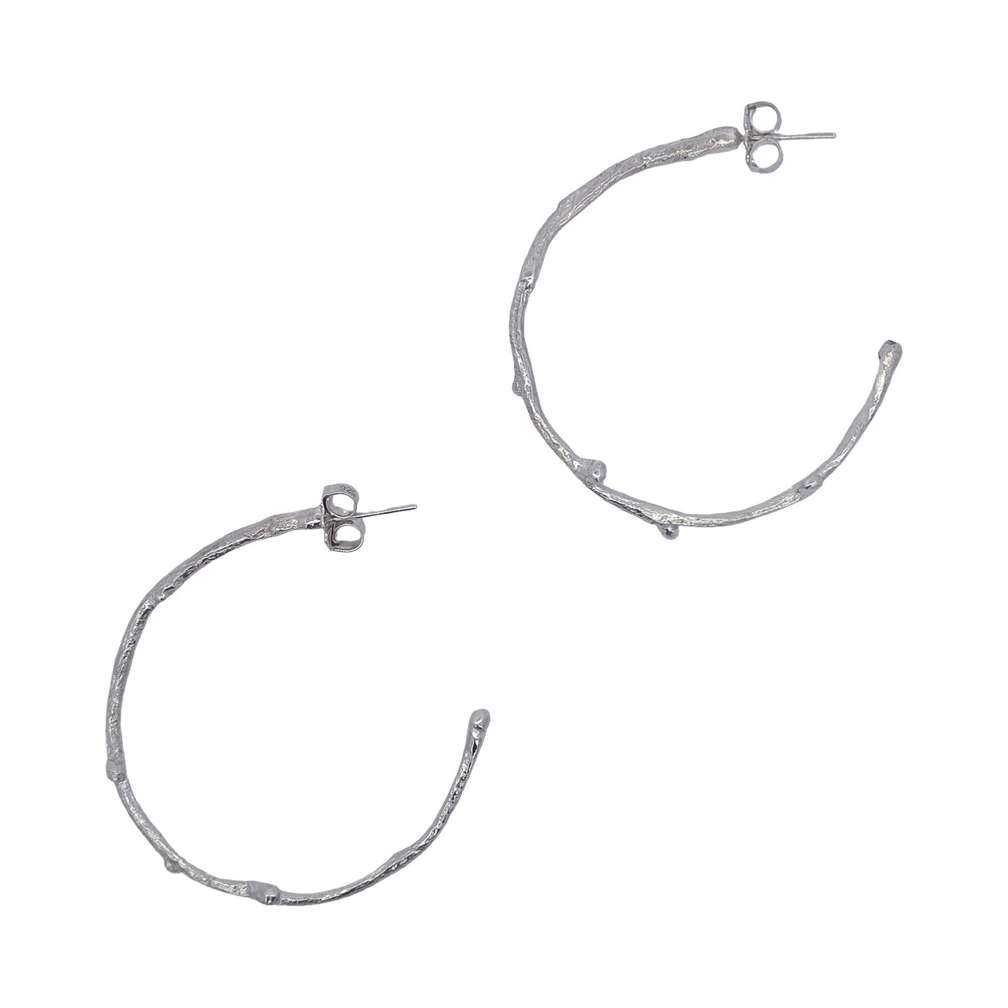 Extra Large Sterling Silver Branch Hoop Earrings