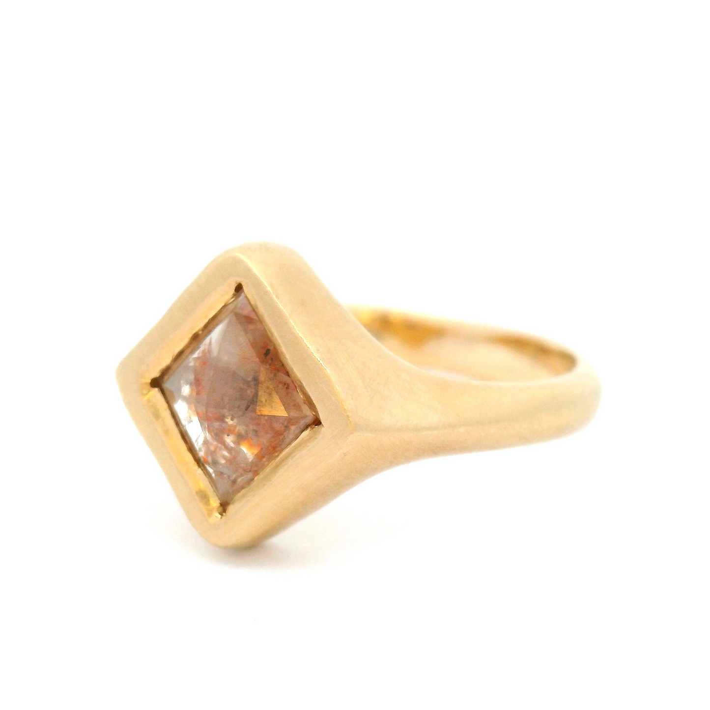 10k Yellow Gold Organic Solitaire with 0.88ct Rose-Cut Salt & Pepper Diamond