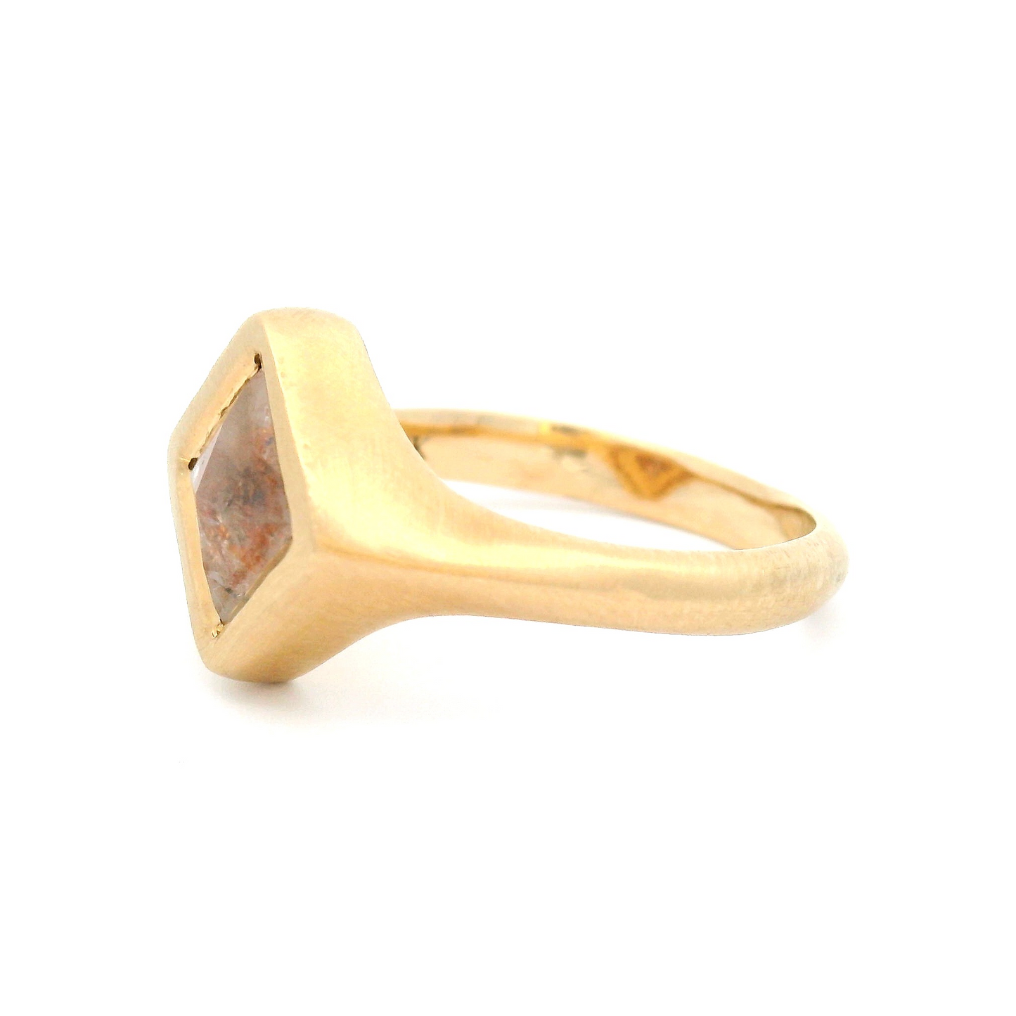 10k Yellow Gold Organic Solitaire with 0.88ct Rose-Cut Salt & Pepper Diamond