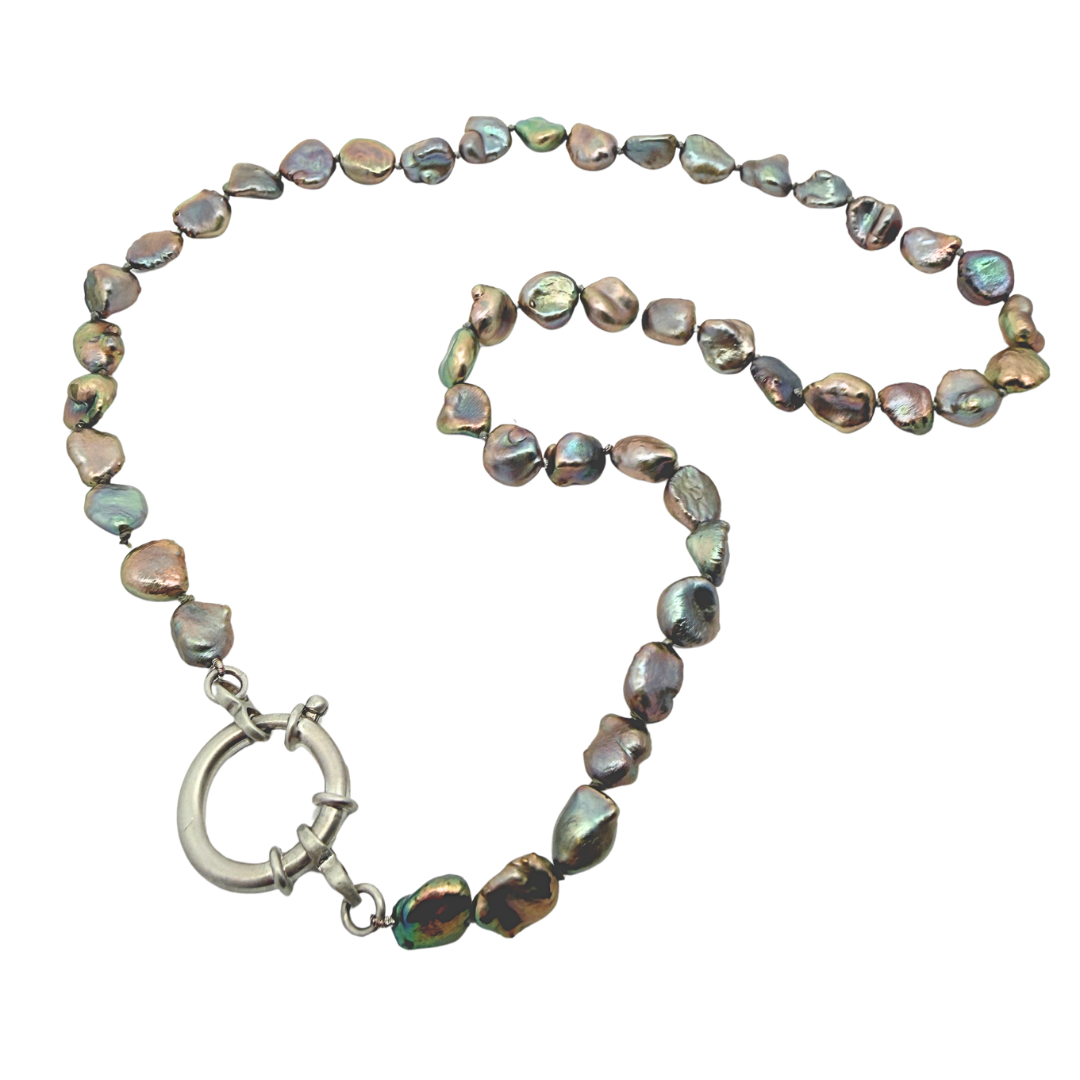 Silver Baroque Freshwater Pearl Necklace
