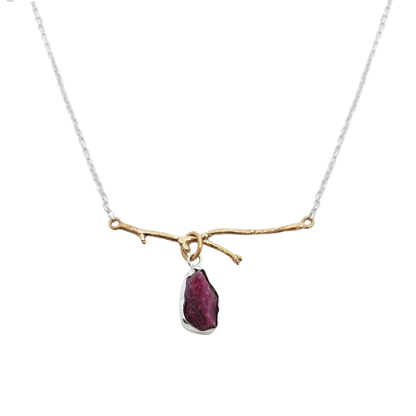 Bronze Branch & Ruby Necklace
