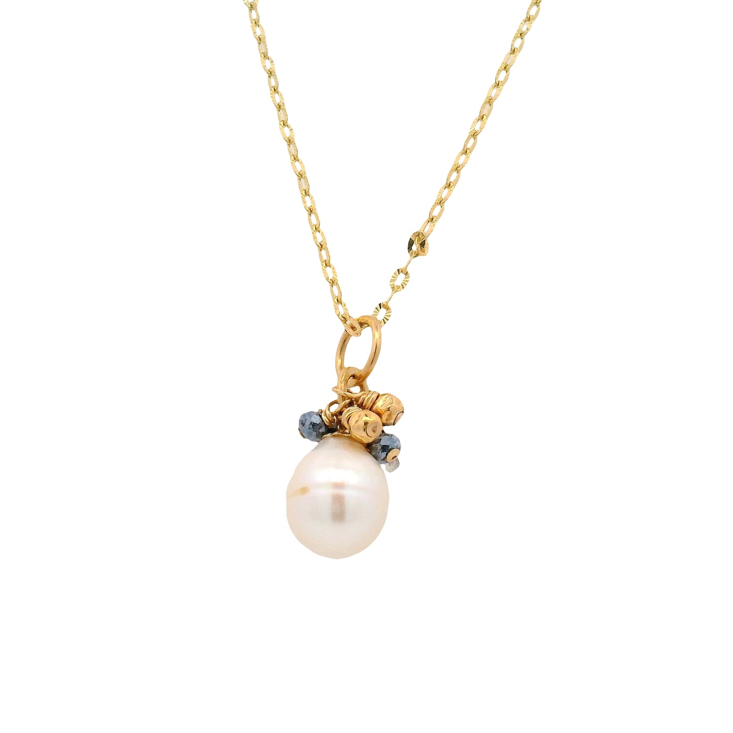 Pearl and Sapphire Cluster Necklace