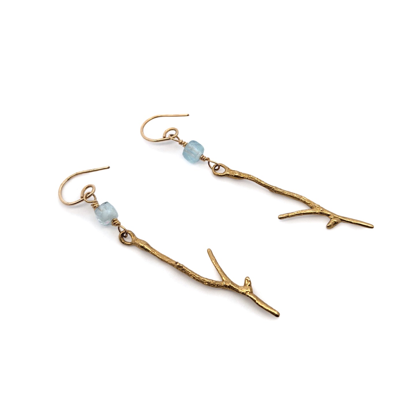Bronze & Aquamarine Branch Earrings
