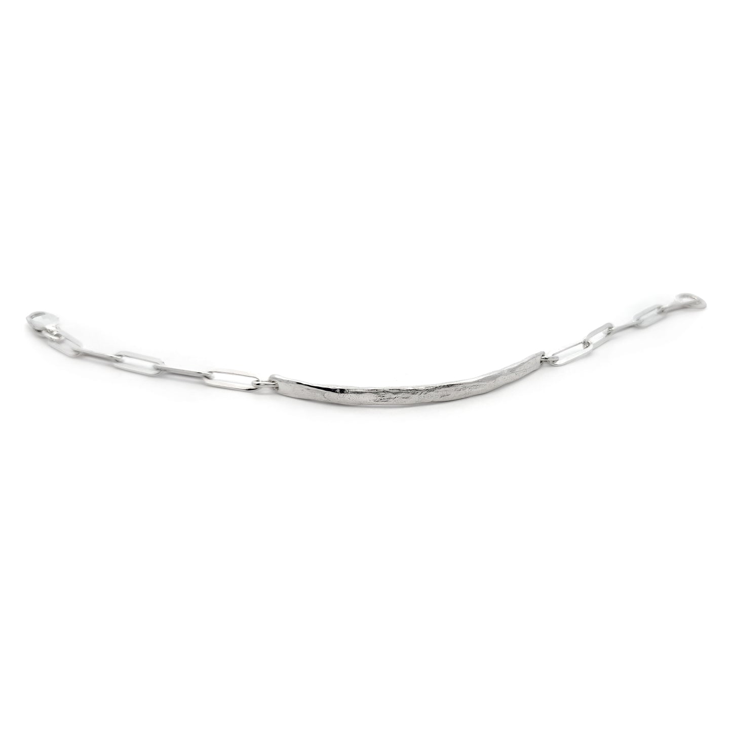Silver Paperclip ID Bar Bracelet