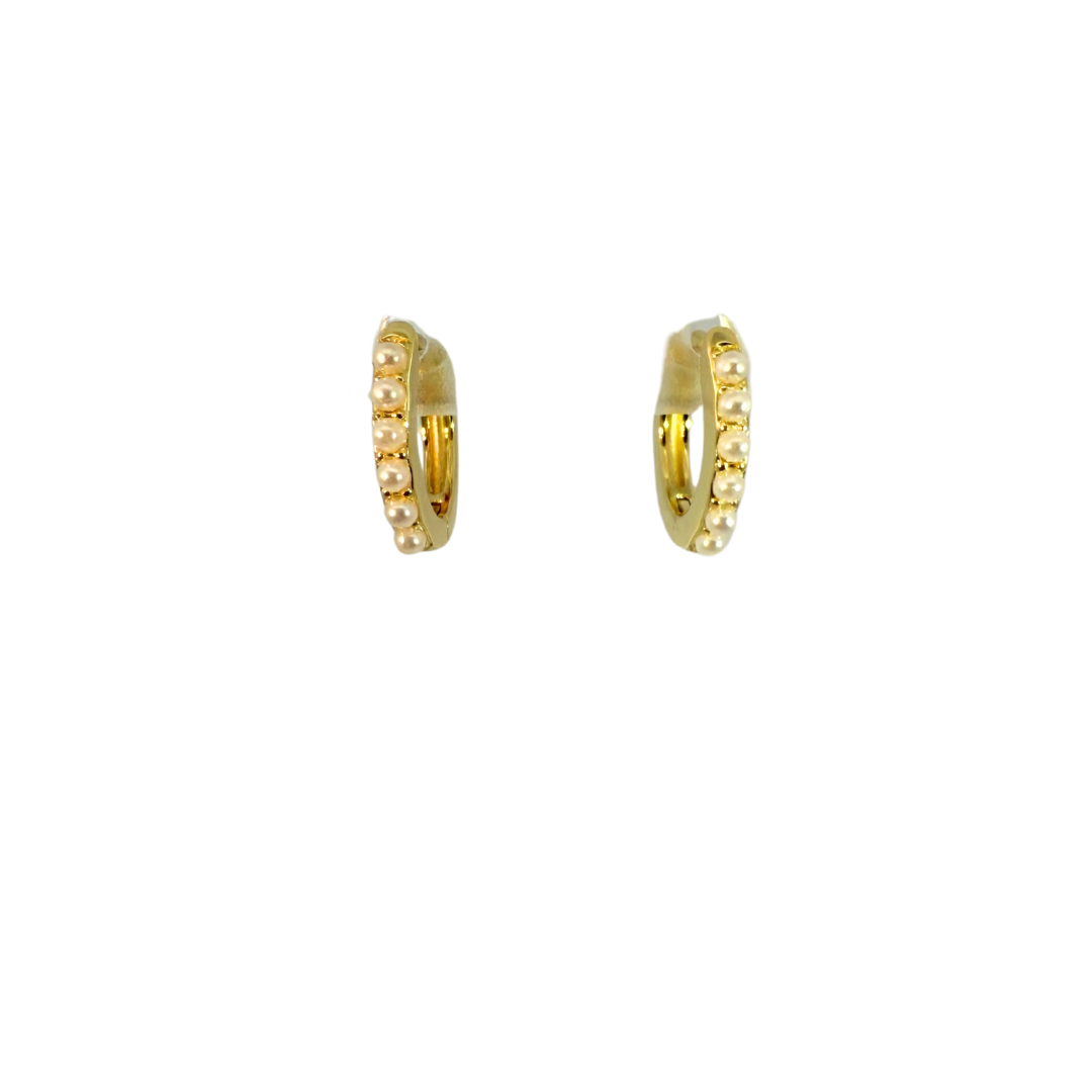 Pearl Huggie Hoop Earrings