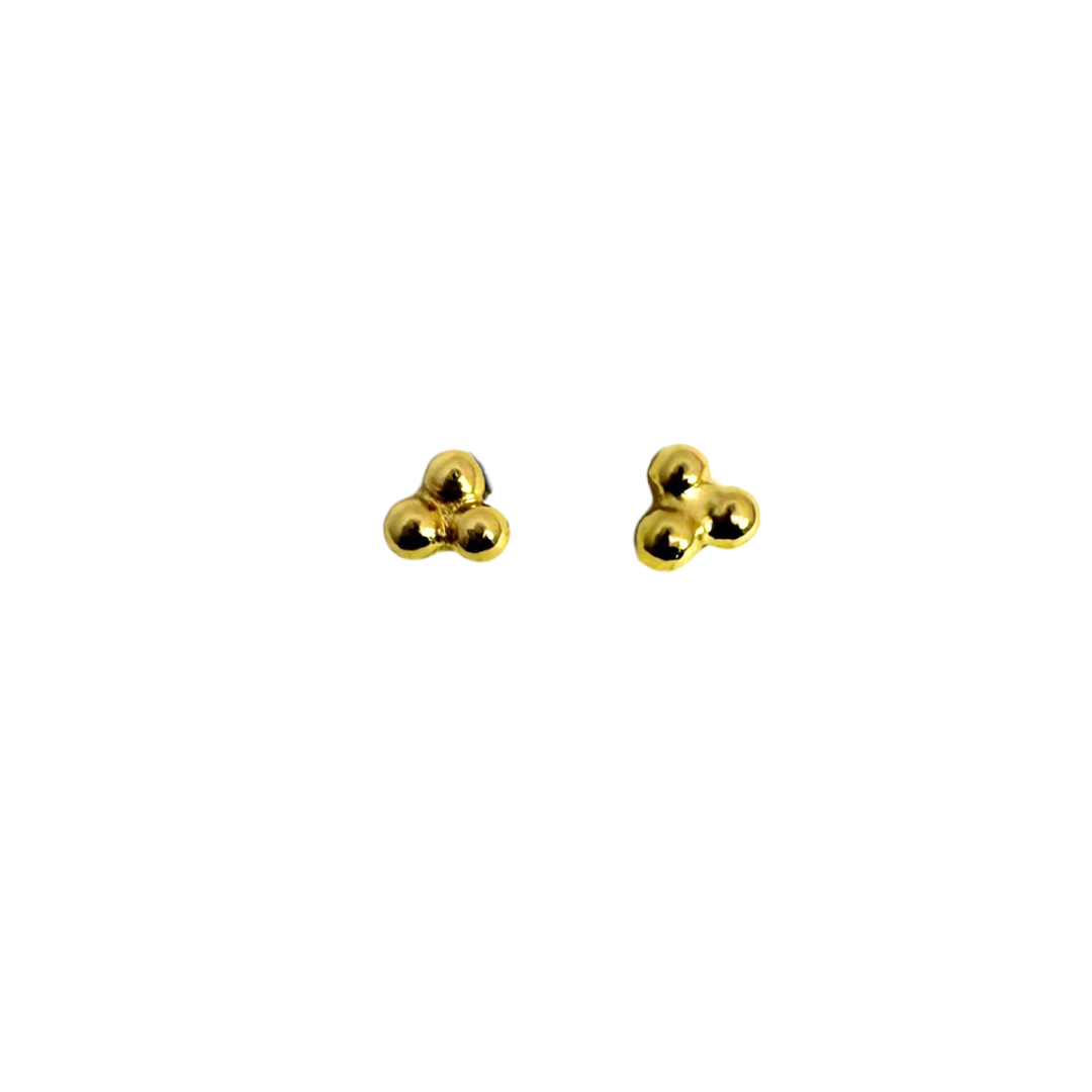 Yellow Gold-Plated 3-Bead Studs