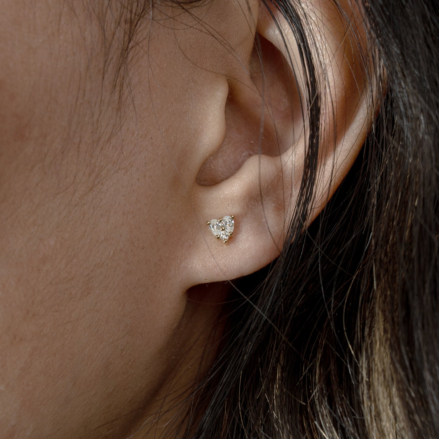 Cubic Zirconia Heart Stud Earrings