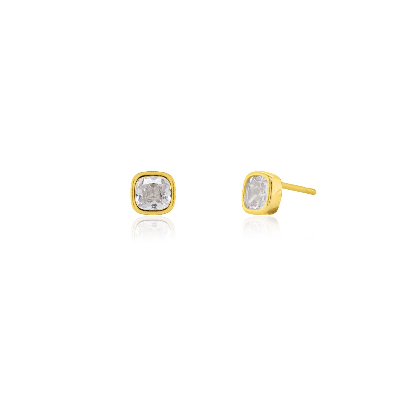 Gold Vermeil Rounded Square CZ Studs