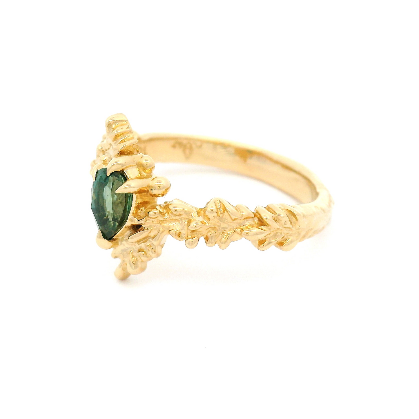 10k Yellow 0.54ct Green Pear Sapphire Ring
