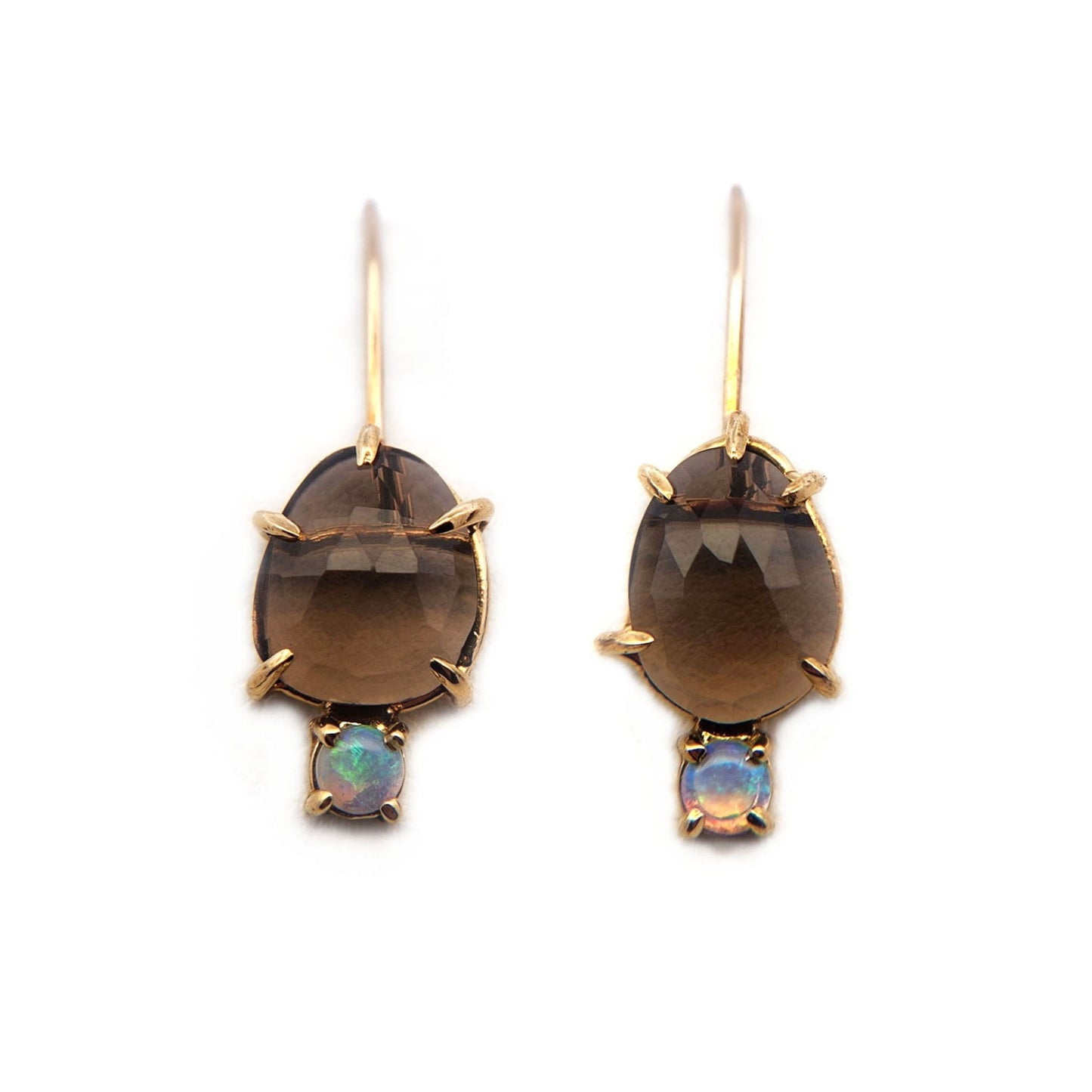 Brass Smokey Quartz Earrings