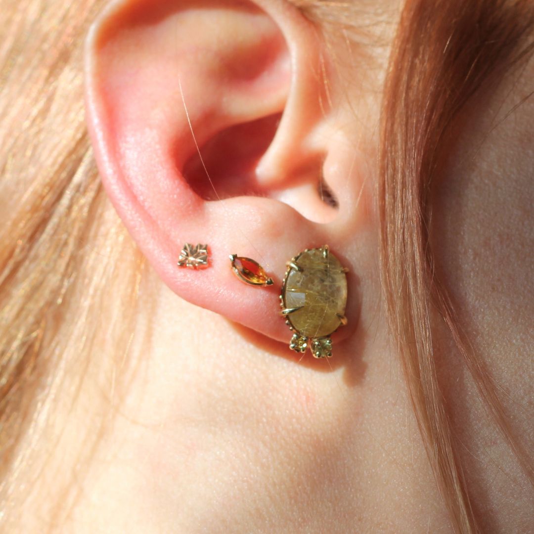 Citrine & Gold Stud