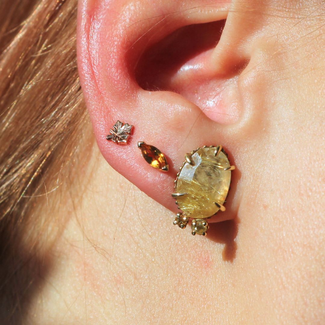 Citrine & Gold Stud