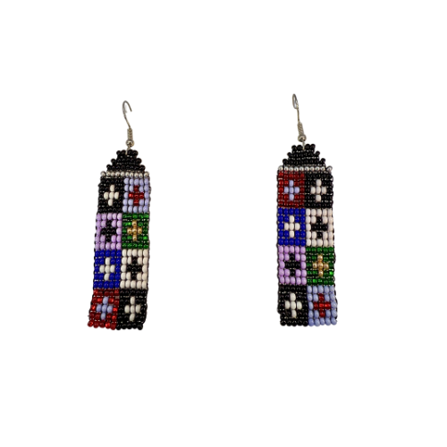 Cross Panel Beaded Earrings