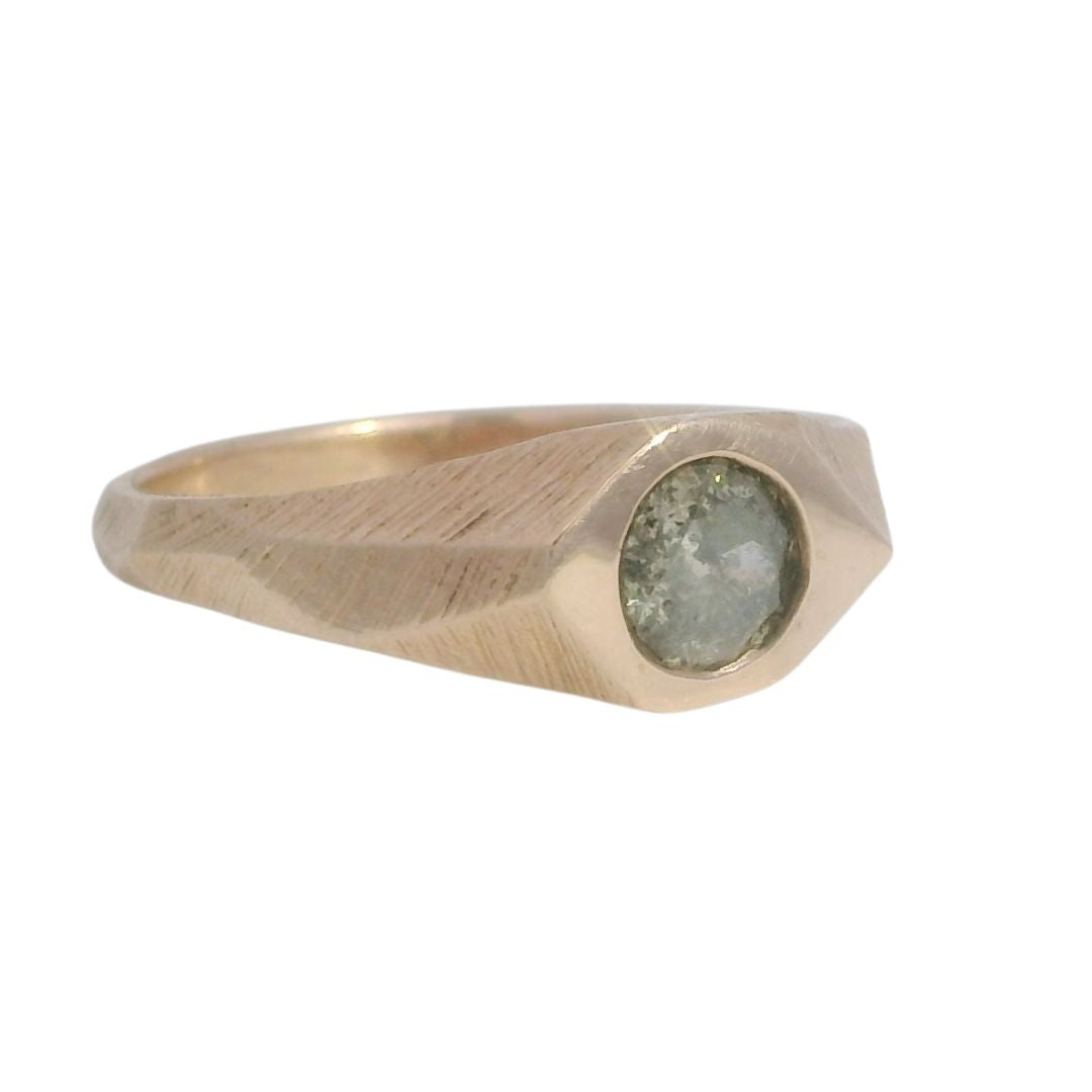 Salt & Pepper Diamond Signet Engagement RIng